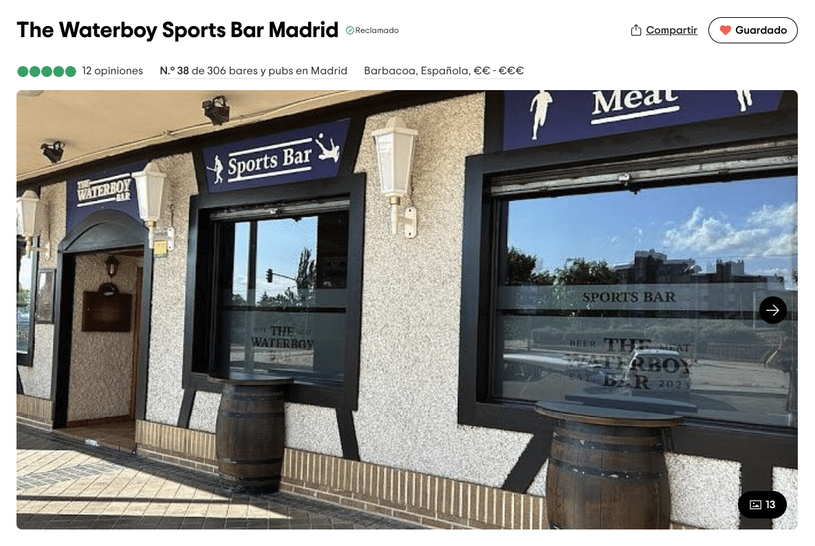 The Waterboy Sports Bar Madrid Tripadvisor